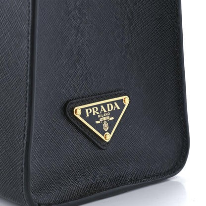 Prada Saffiano Lux Logo Embossed Large Shoulder Tote Handbag Black 8 of 11