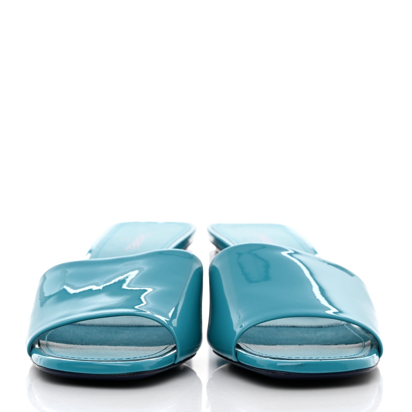 Patent Calfskin CC Mules 39.5 Turquoise