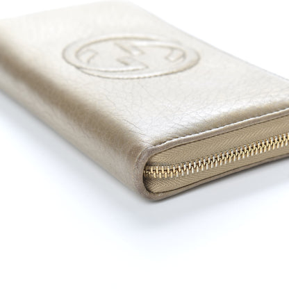 Gucci Metallic Pebbled Calfskin Soho Zip Around Wallet Golden Beige 8 of 8