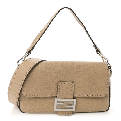 Fendi Cuoio Roma Sellerissima Nappa Sintetica Tape Stitch Baguette Beige 1 of 10