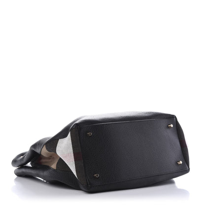 Burberry Grainy Calfskin House Check Medium Maidstone Black 3 of 8