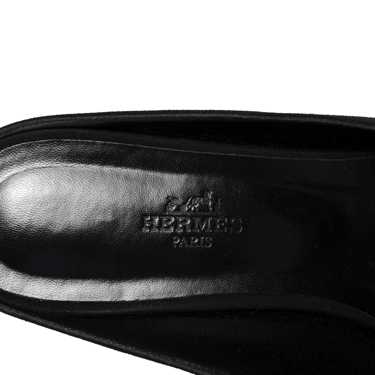 Hermes Suede Goatskin Crystal Roxane Mules 40 Gris Argente Black 8 of 9