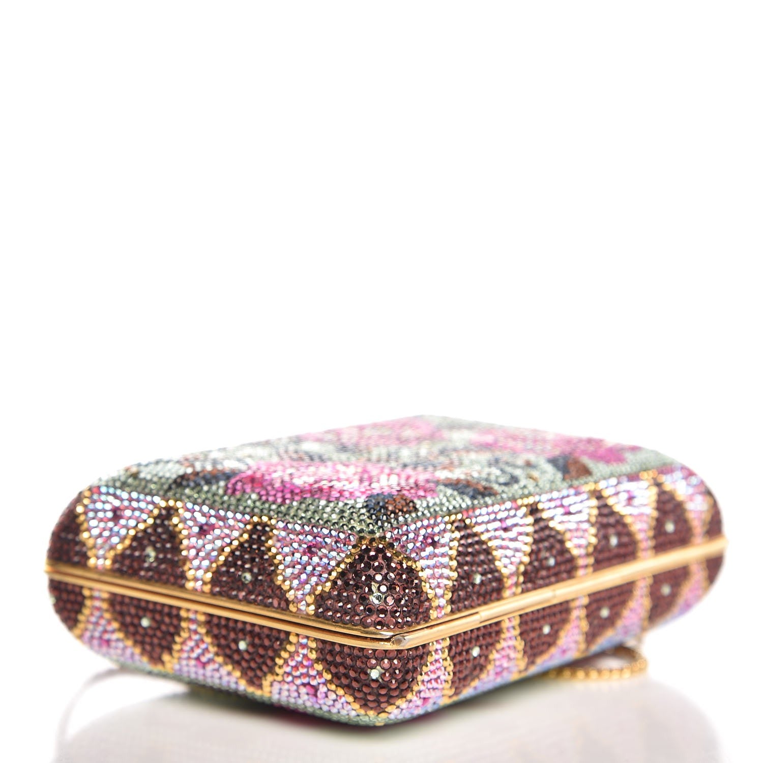 Judith Leiber Swarovski Crystal Flower Minaudiere Clutch Gold 5 of 10