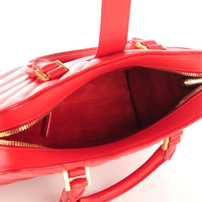Saint Laurent Calfskin Matelasse Chevron Small Monogram Cabas Lipstick Red 5 of 7