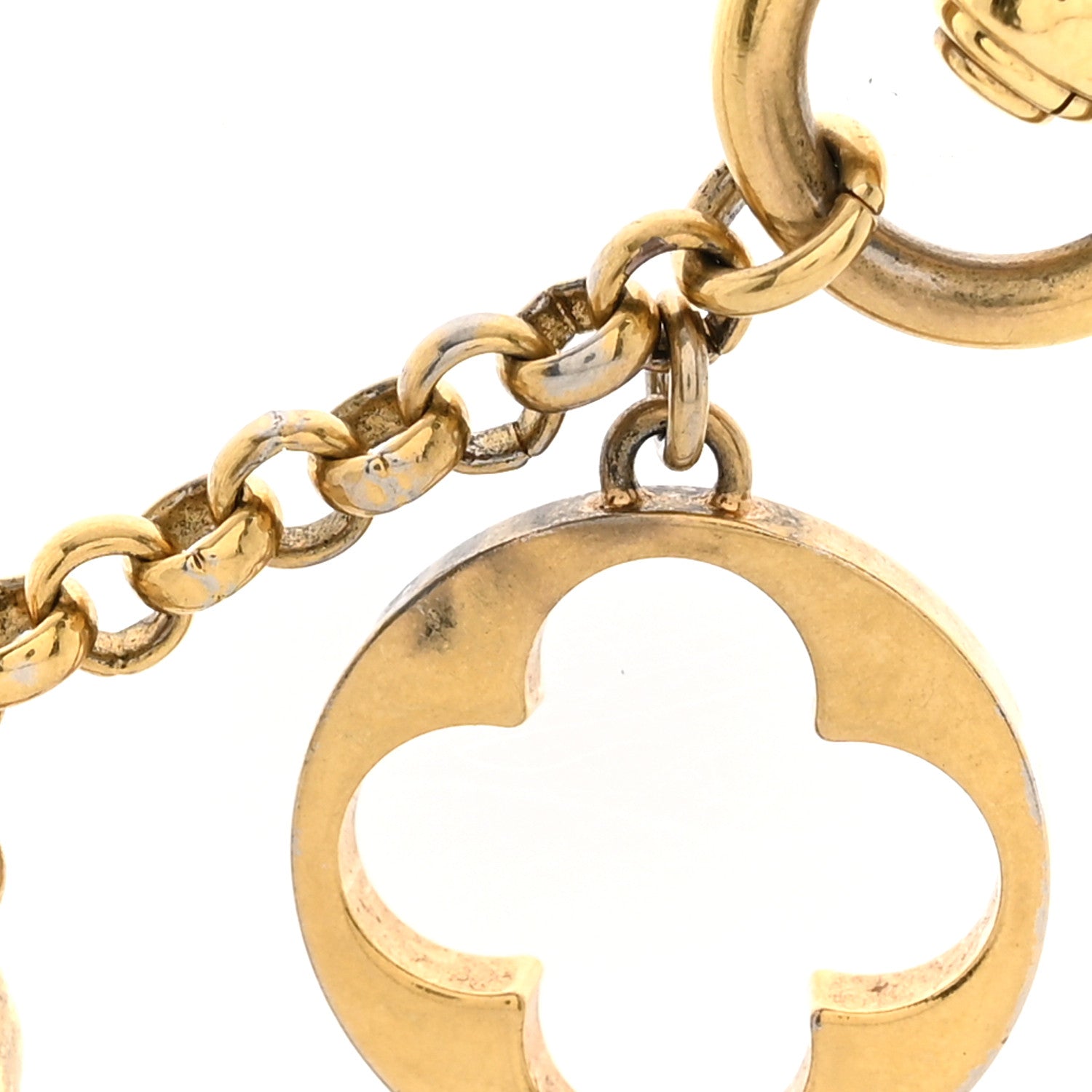 Louis Vuitton Brass Enamel Fleur De Monogram Bag Charm Chain Gold 4 of 5