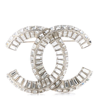 Chanel Baguette Crystal CC Brooch Silver 1 of 5
