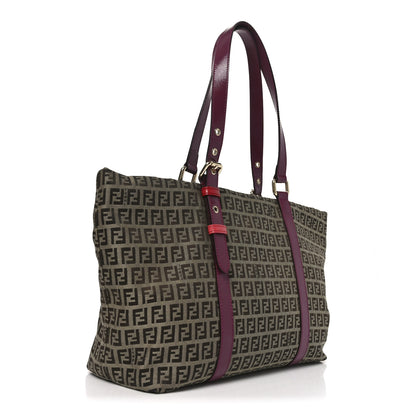 Fendi Zucchino Charm Large Shopper Tote Tobacco Amarena 3 of 10