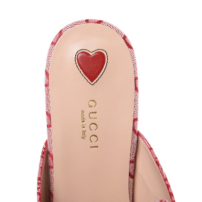 Gucci Canvas GG Monogram Horsebit Womens Princetown Slippers 39 Gardenia Hibiscus Red 6 of 10