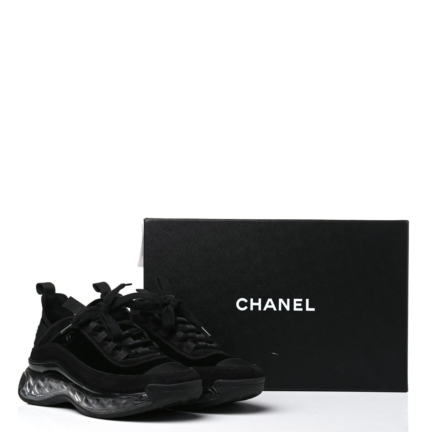 Suede Calfskin Velvet Grosgrain CC Sneakers 36 Black