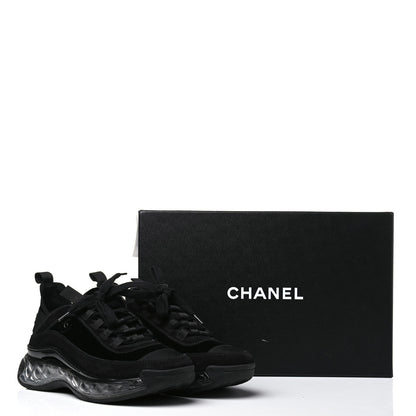 Chanel Suede Calfskin Velvet Grosgrain CC Sneakers 36 Black 7 of 7