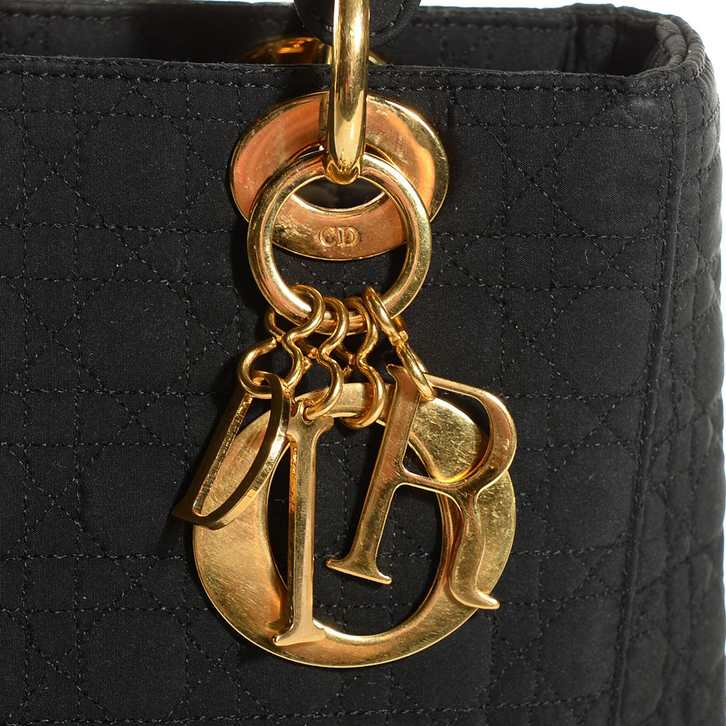 Nylon Cannage Medium Lady Dior Black