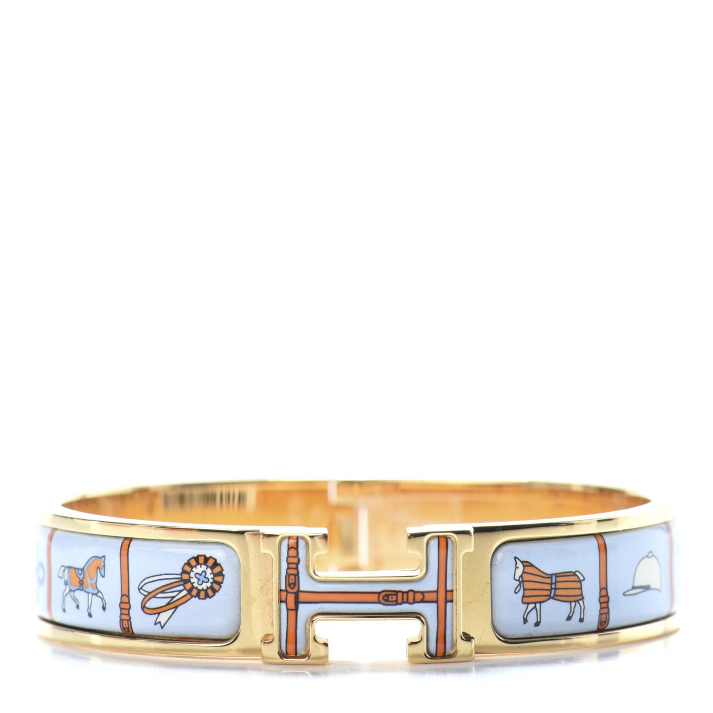 Enamel Printed Narrow Couvertures et Tenues de Jour Clic Clac H Bracelet PM Orange Blue