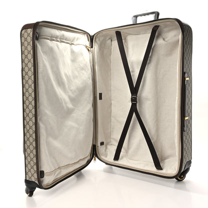 Gucci GG Supreme Monogram Textured Dollar Calfskin Web Large Savoy Trolley Suitcase Beige Ebony 4 of 10