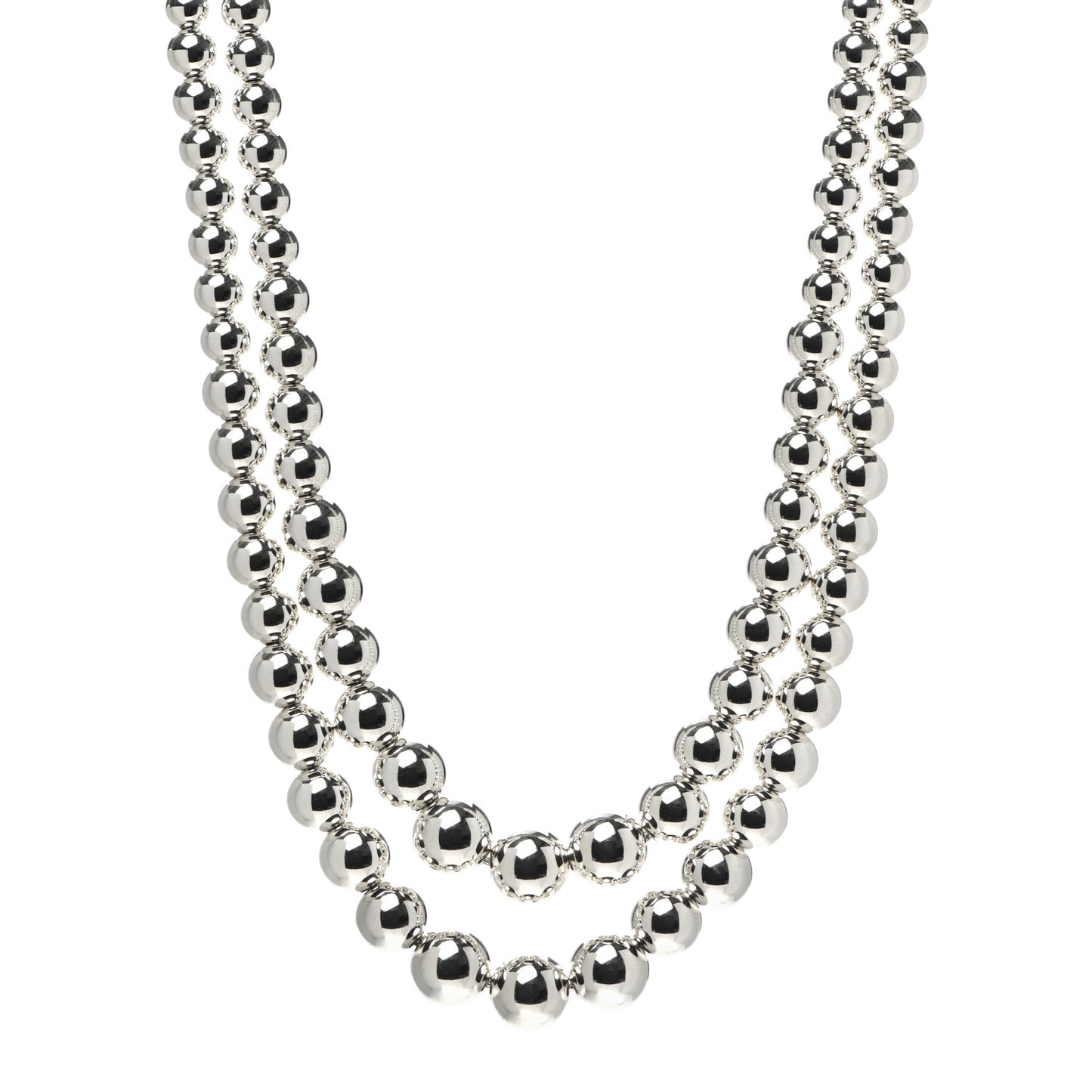 Sterling Silver HardWear Graduated Ball Two-Row Necklace