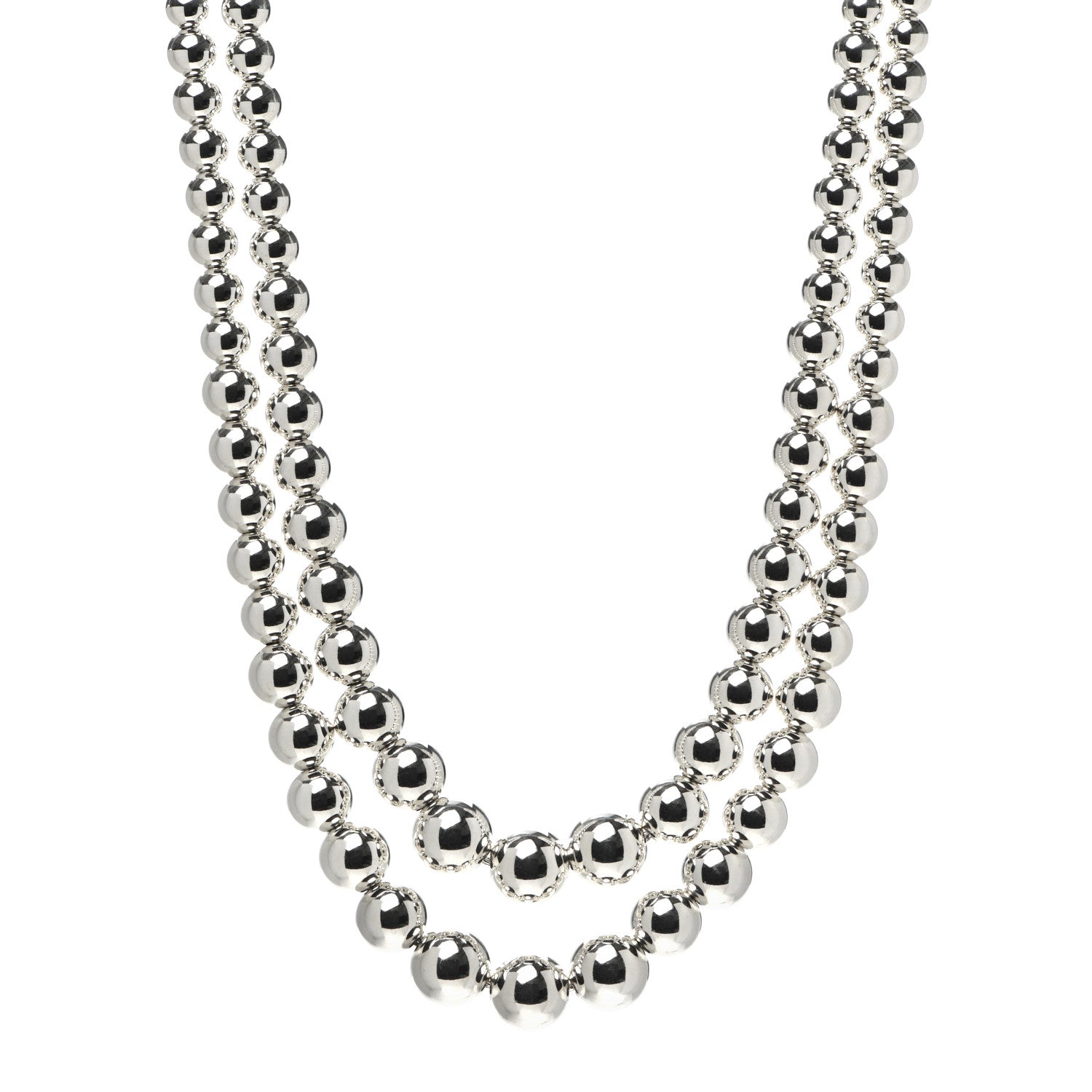 Tiffany Sterling Silver HardWear Graduated Ball Two-Row Necklace 1 of 6