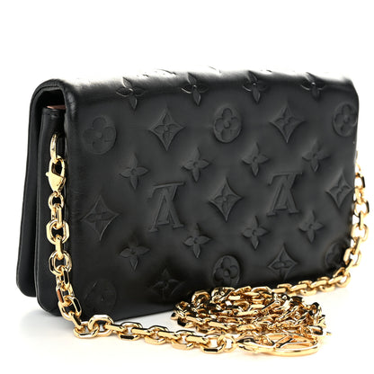 Louis Vuitton Lambskin Embossed Monogram Pochette Coussin Black 3 of 11