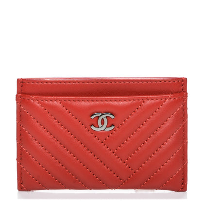 Chanel Lambskin Quilted CC Crossing Card Holder Red 1 of 8
