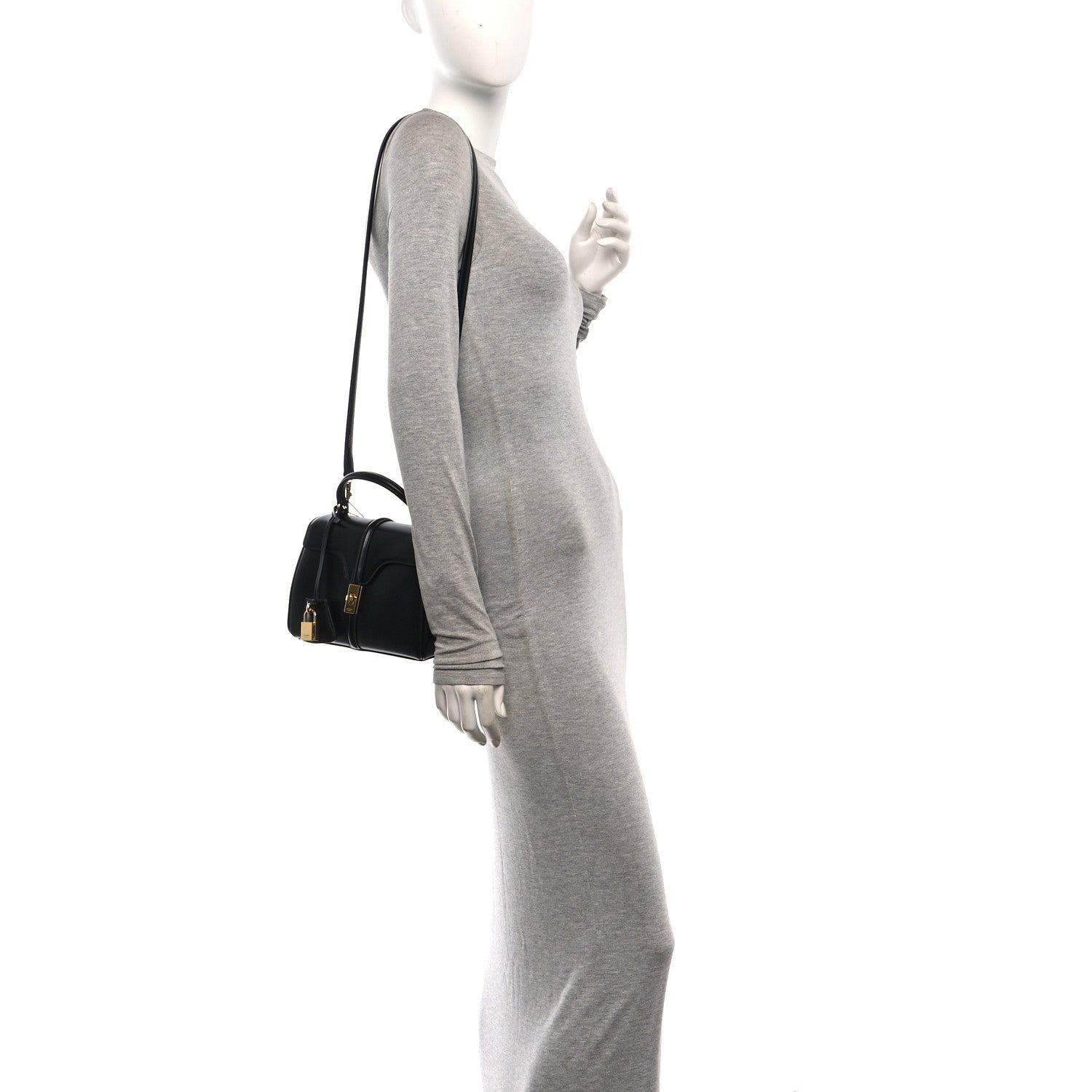 Celine Satinated Calfskin Mini 16 Top Handle Bag Black 2 of 11
