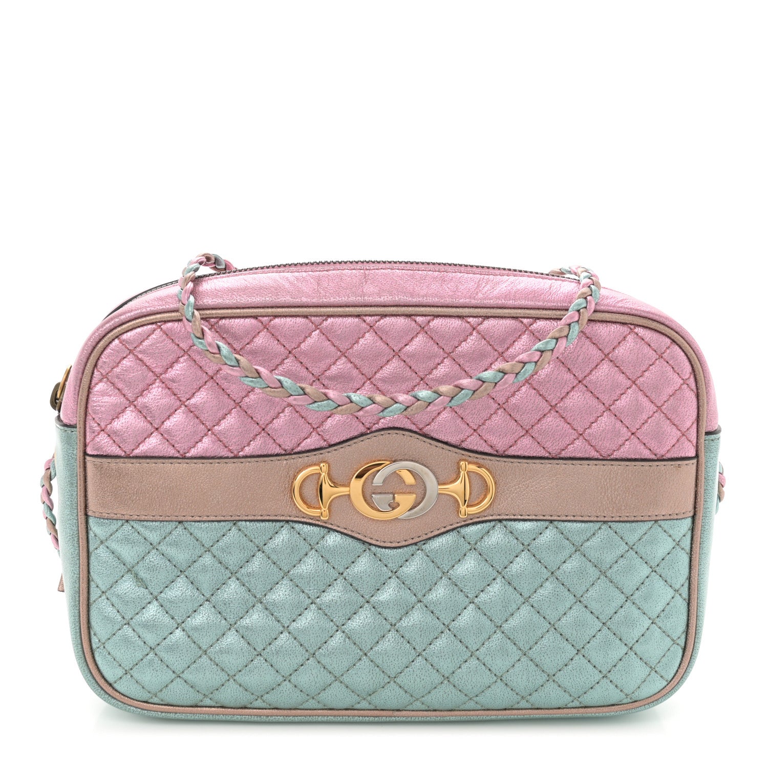 Gucci Laminated Nappa Trapuntata Small Zumi Shoulder Bag Rosa Lago Rame 1 of 11