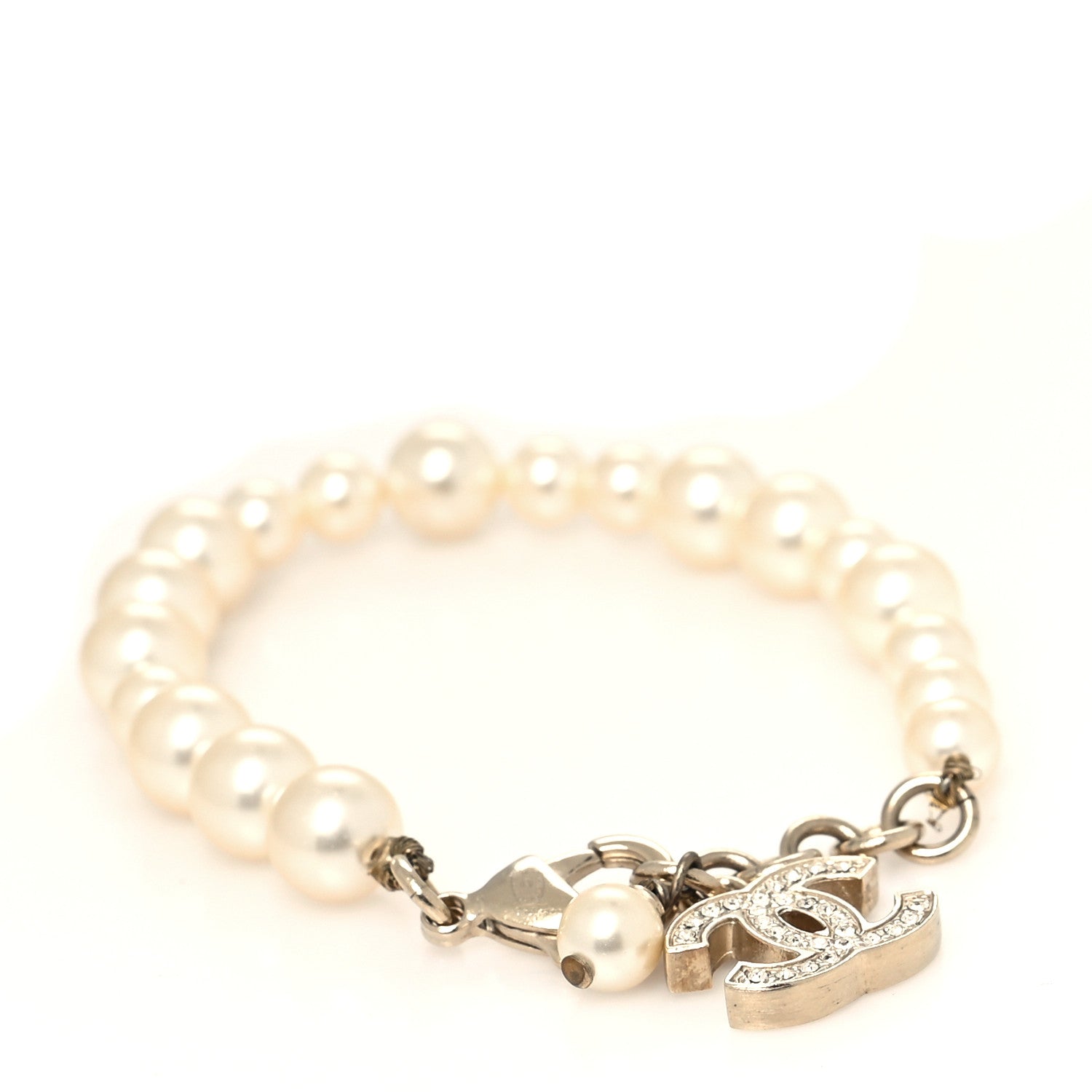 Chanel Pearl Crystal CC Bracelet Gold 1 of 4