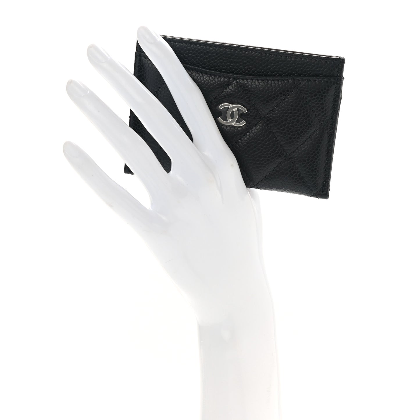 Caviar Quilted Card Holder Black