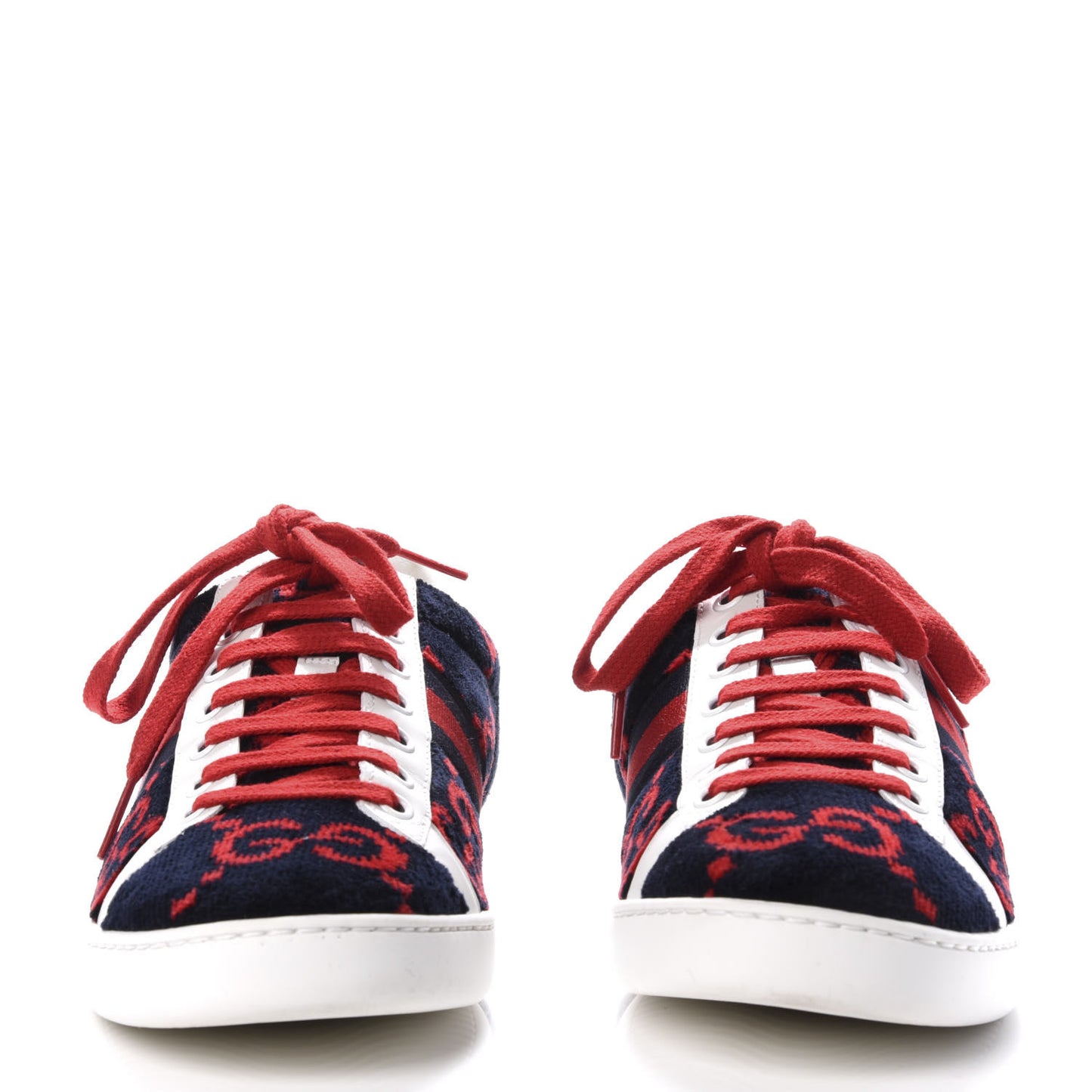 Terry Cloth GG Monogram Web Womens Ace Sneakers 38.5 Blue Red