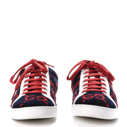 Gucci Terry Cloth GG Monogram Web Womens Ace Sneakers 38.5 Blue Red 2 of 10