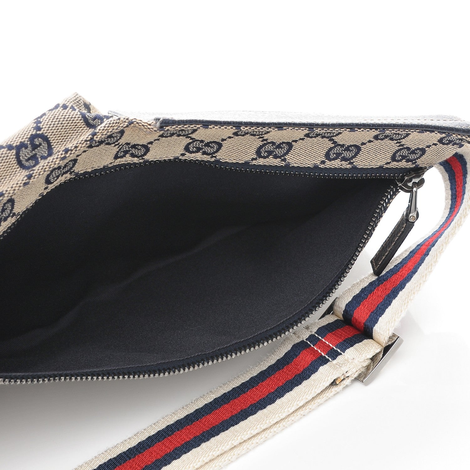 Gucci GG Monogram Web Double Pocket Belt Bag Navy 7 of 10