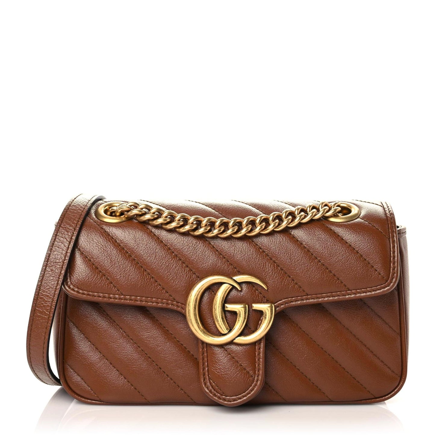 Azalea Calfskin Matelasse Diagonal Mini GG Marmont Shoulder Bag Cuir