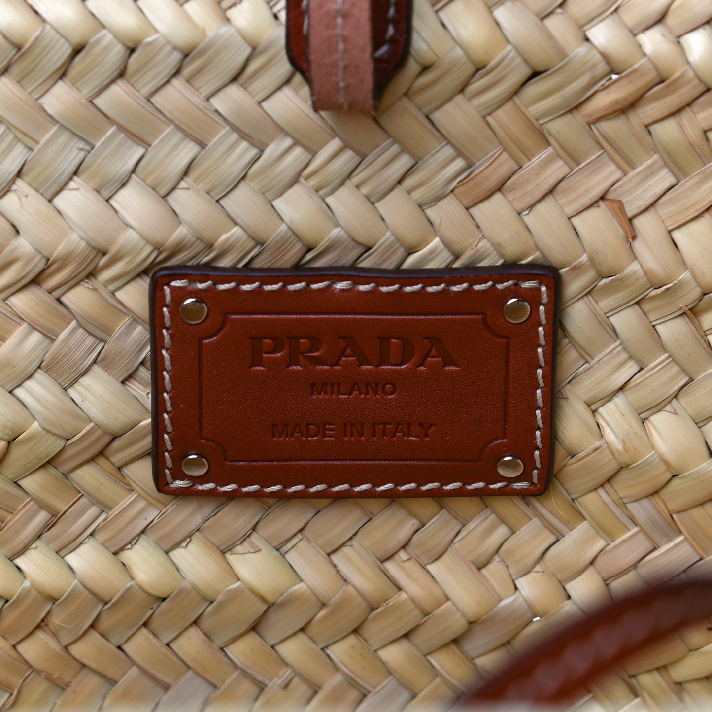 Palmitto Vitello Woven Braided Large Basket Tote Bag Naturale Cognac