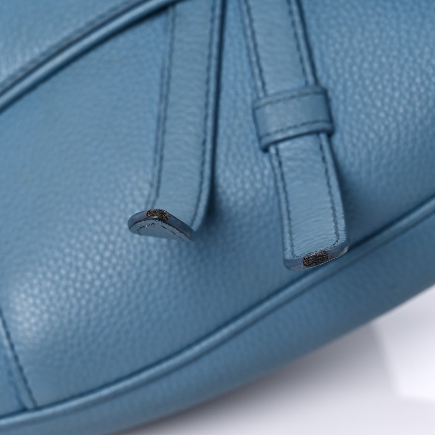 X SHAWN STUSSY Grained Calfskin Saddle Bag Blue