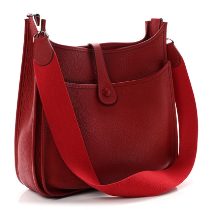 Hermes Taurillon Clemence Evelyne II PM Rouge Garance 3 of 10