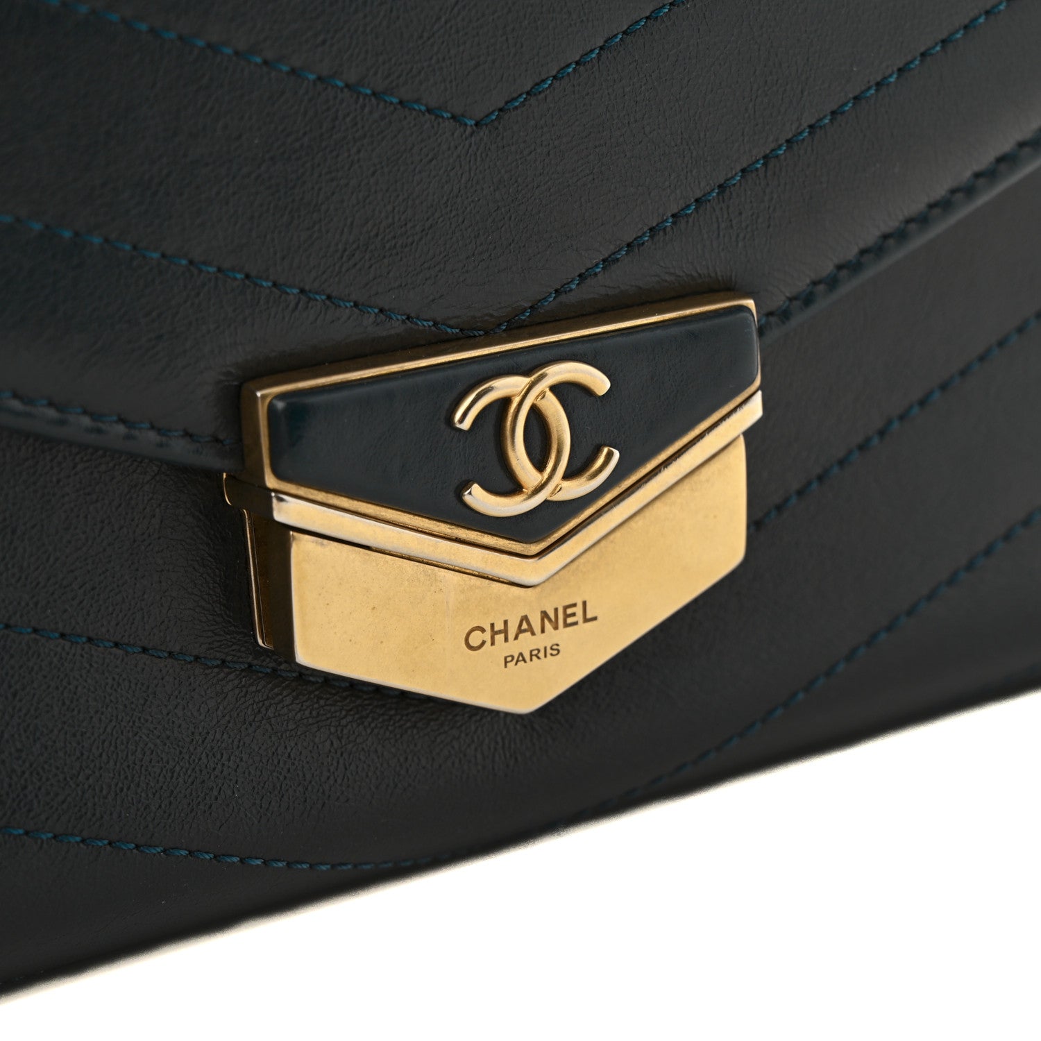 Chanel Calfskin Chevron Quilted Medal Flap Blue 12 of 16