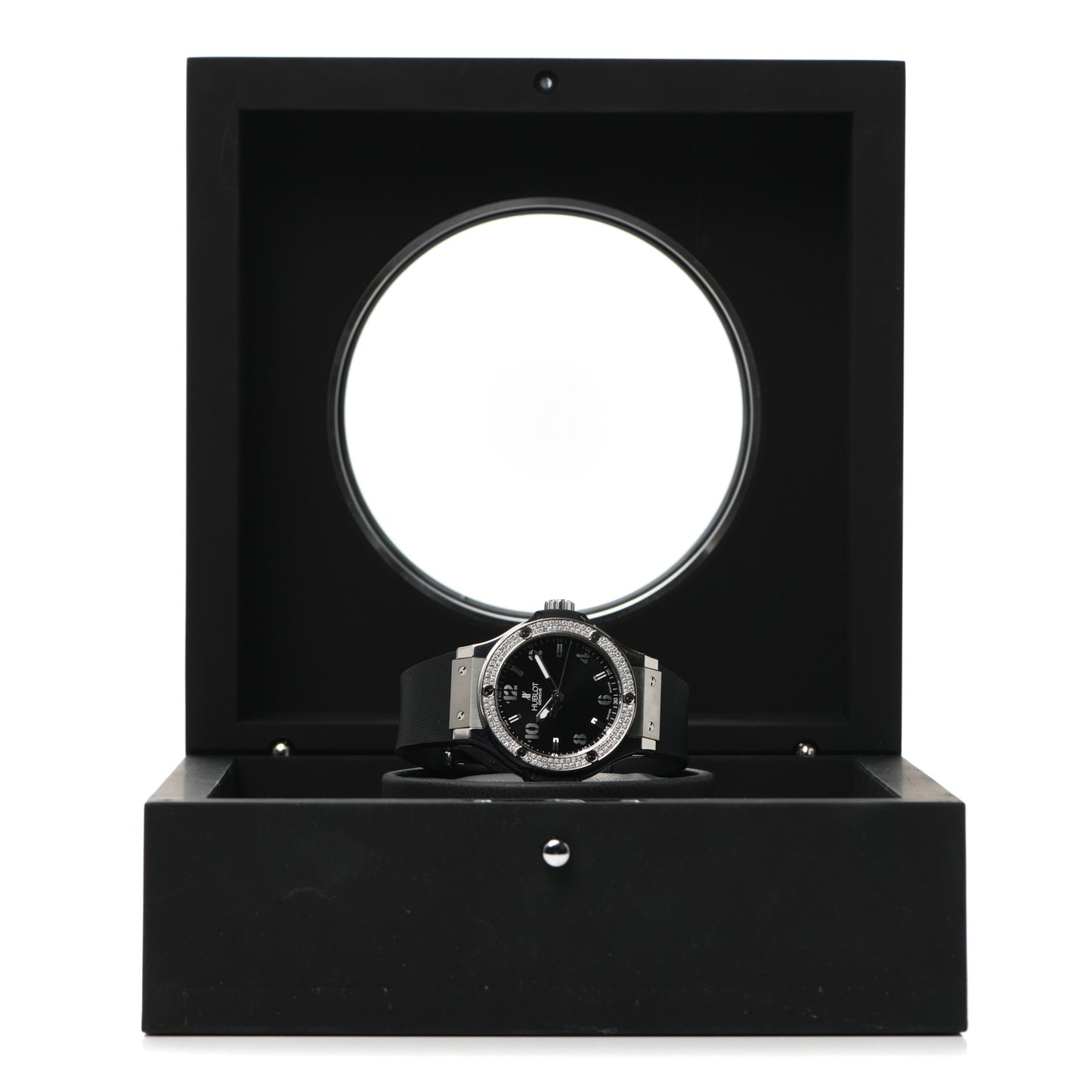 Stainless Steel Rubber Diamond Pave Bezel 38mm Big Bang Quartz Watch Black 361.SX.1270.RX.1104