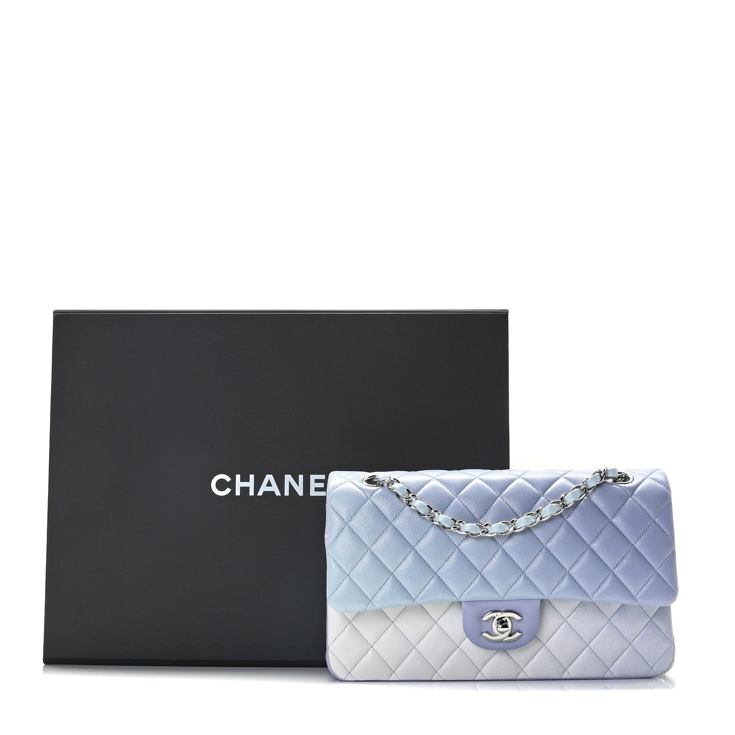 Chanel Perforated Lambskin Quilted Medium Double Flap Light Blue Light Purple White 13 of 19