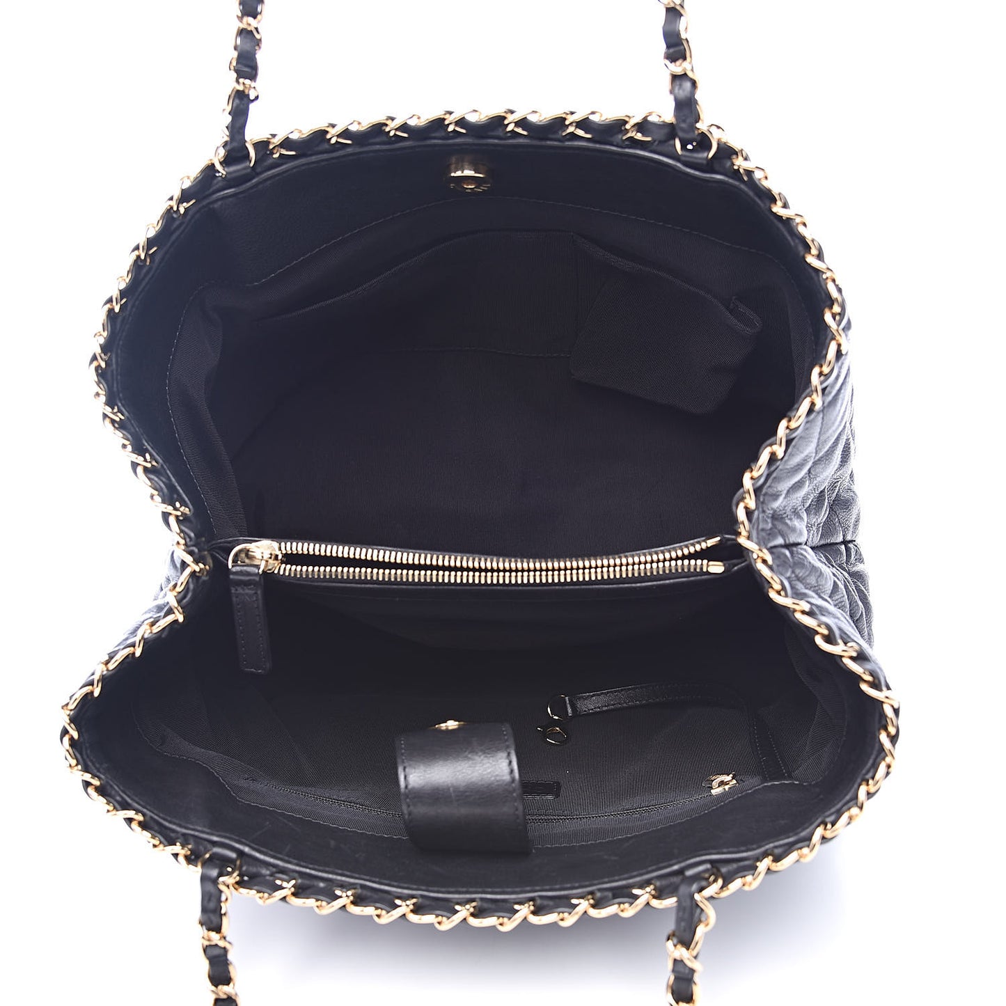 Calfskin Quilted Small Chain Me Tote Black