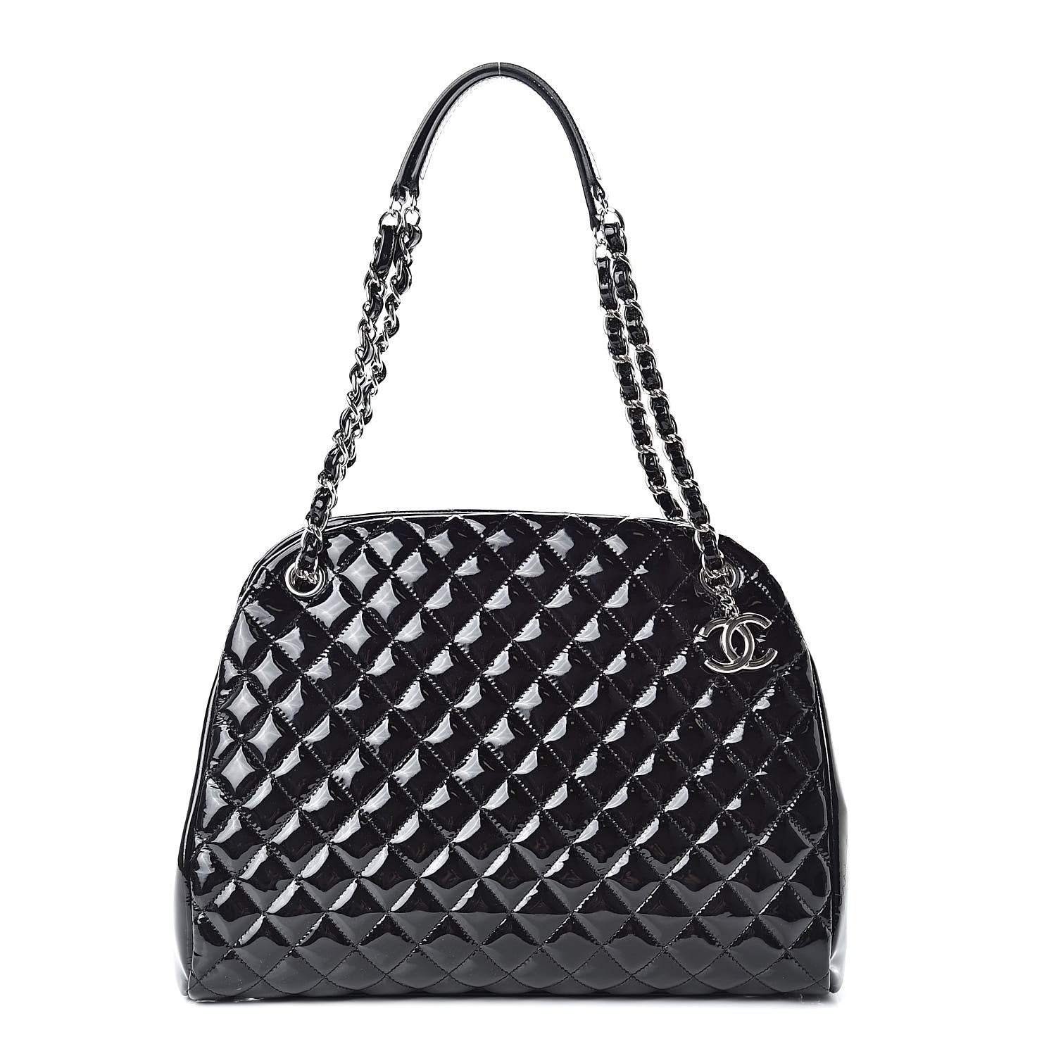 Chanel Patent Quilted Large Just Mademoiselle Bowling Bag Black 1 of 12