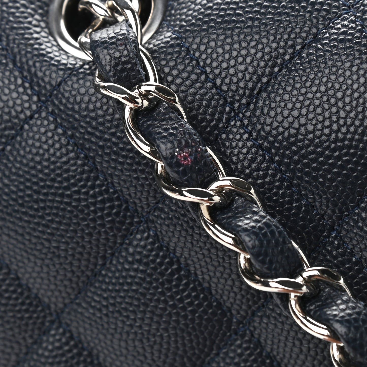 Caviar Quilted Medium Double Flap Navy