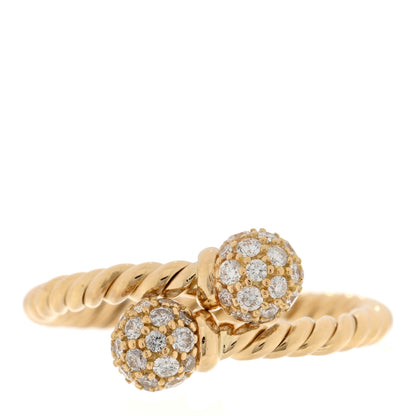 David Yurman 18K Yellow Gold Diamond Solari Bypass Ring 53 6.5 1 of 4