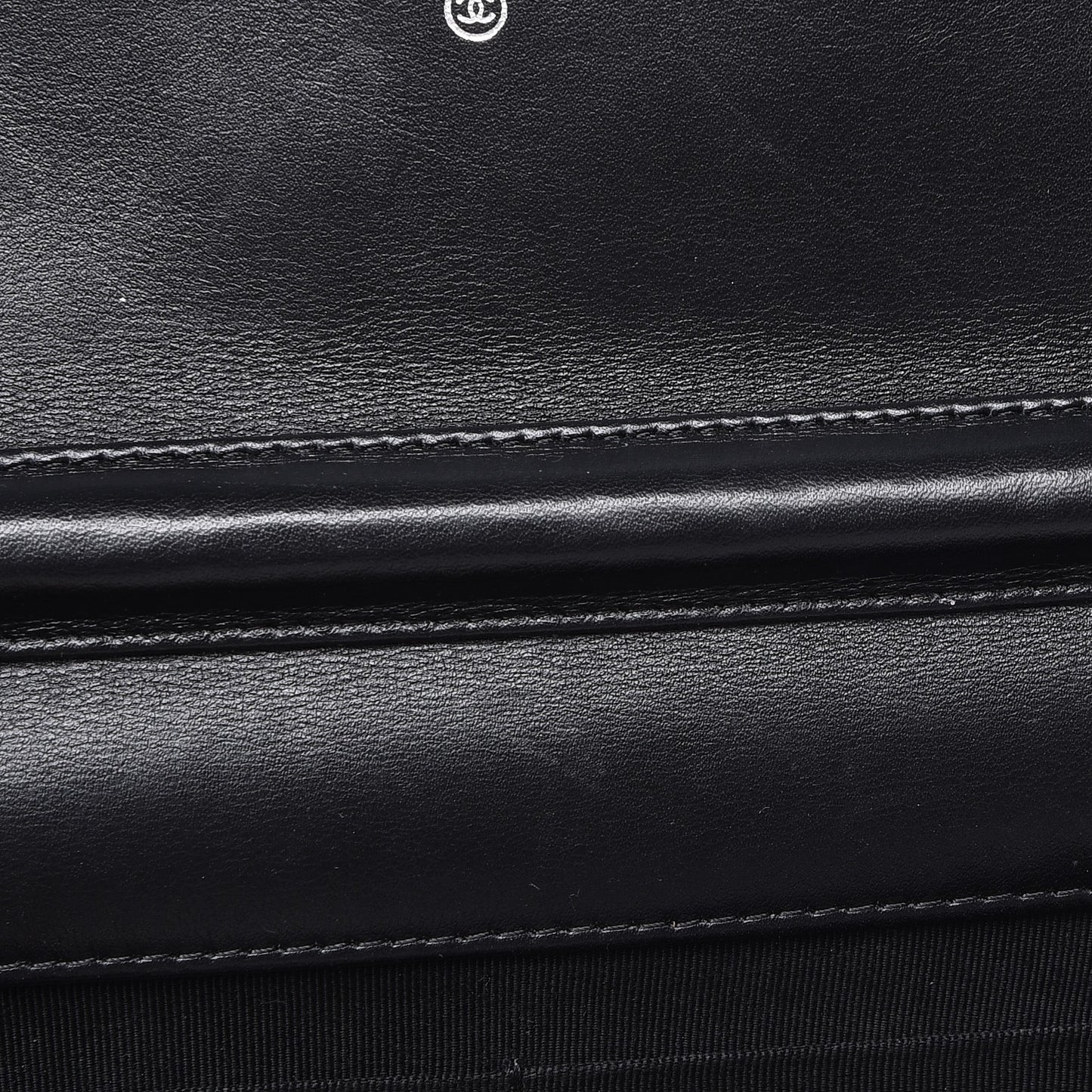 Striated Patent Quilted Wallet on Chain WOC Black