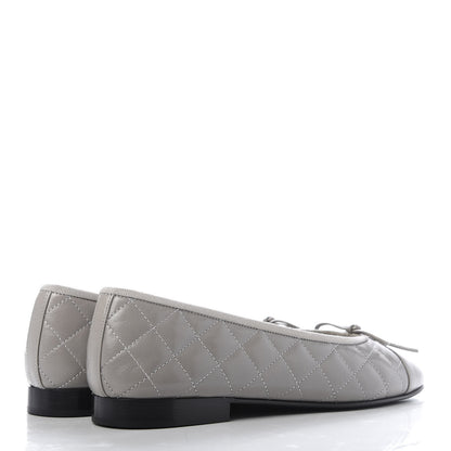 Chanel Crumpled Lambskin Quilted CC Ballerina Flats 39 Grey 4 of 10