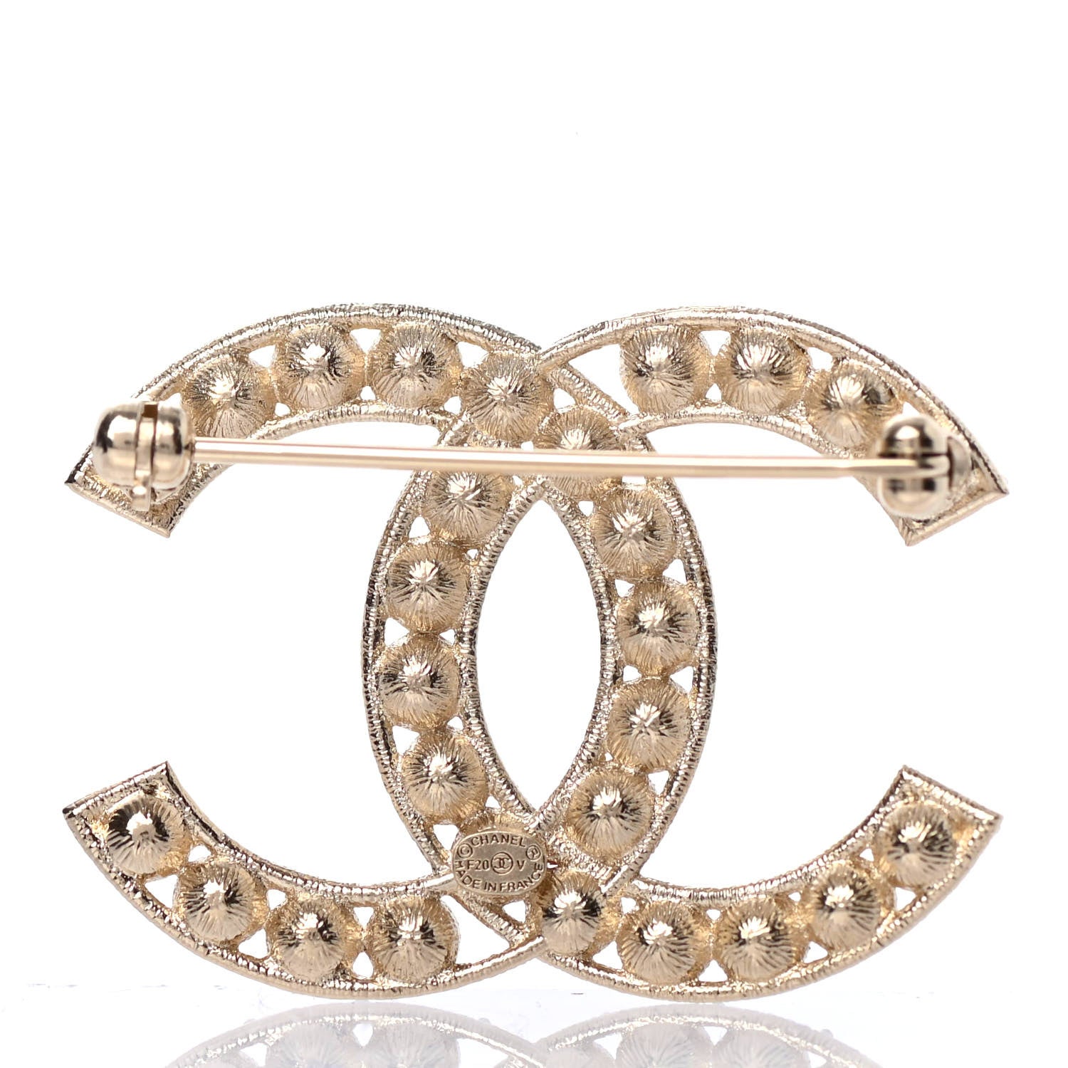 Chanel Crystal CC Brooch Light Gold 3 of 4