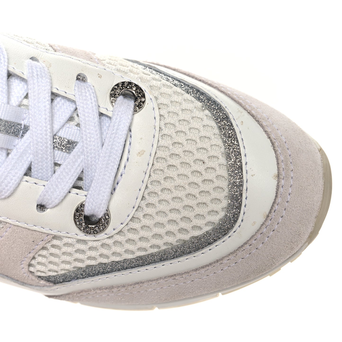 Mesh Suede Calfskin Java Sneakers 36.5 White
