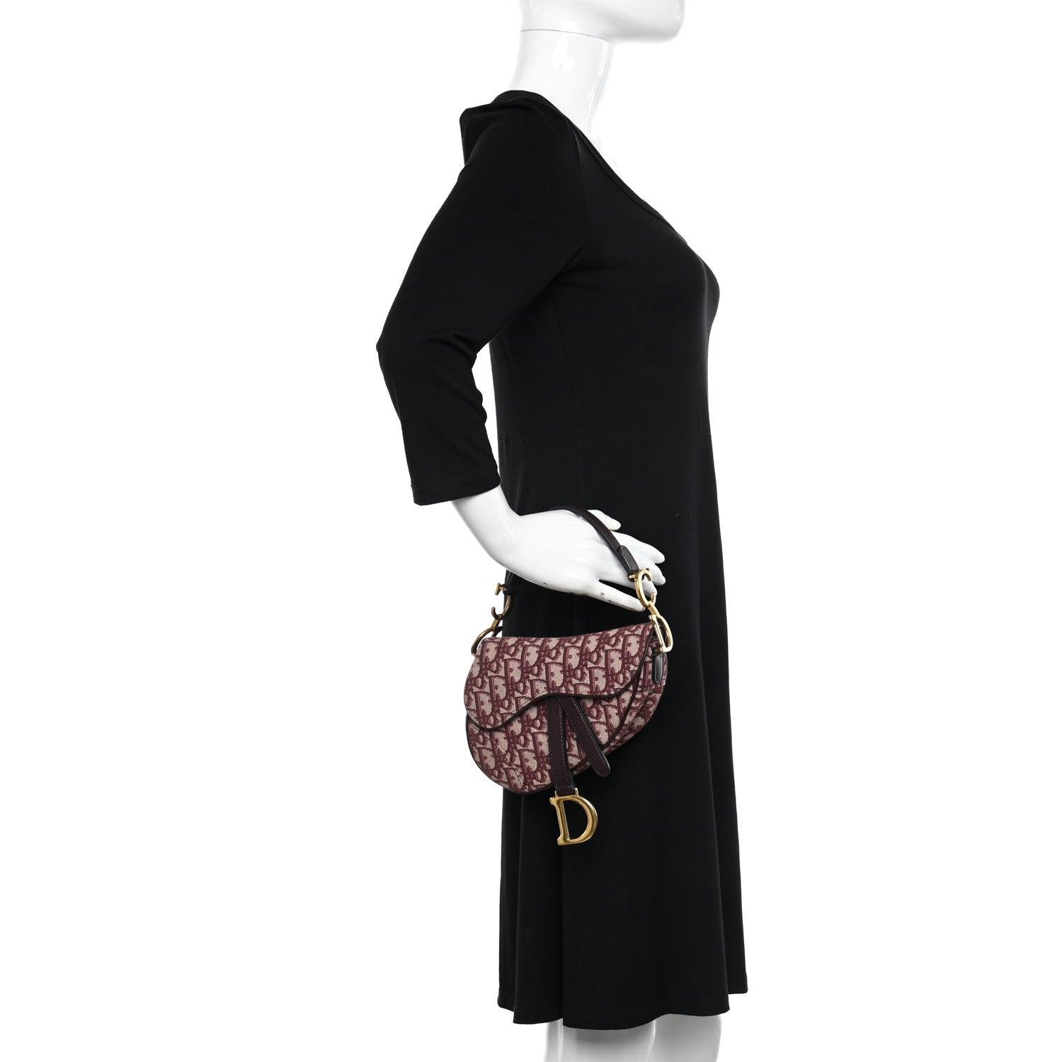 Christian Dior Oblique Mini Saddle Bag Burgundy 2 of 12