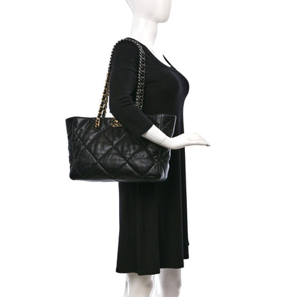 Chanel Lambskin Quilted Chanel 19 East West Shopping Bag Black 2 of 9