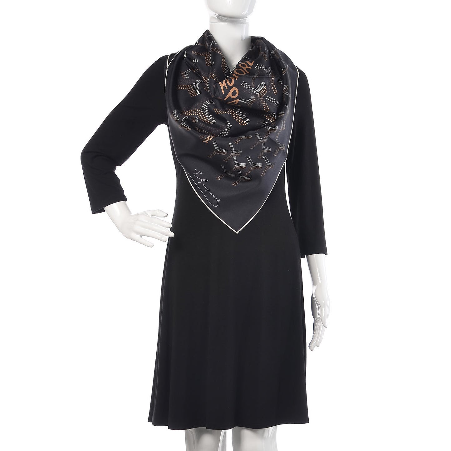 Silk Goyardine Scarf Black
