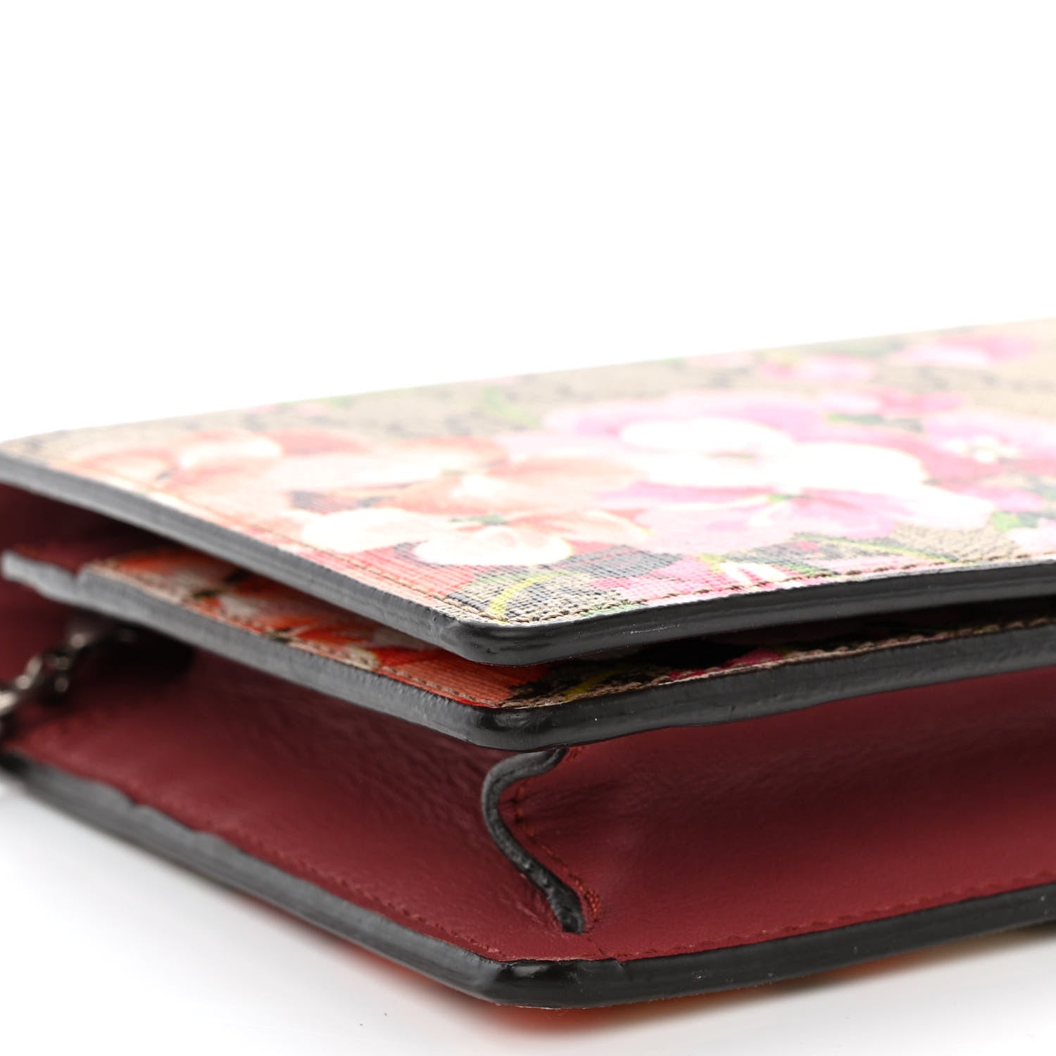 Gucci GG Supreme Monogram Blooms Chain Wallet Beige Multicolor Dry Rose 8 of 9