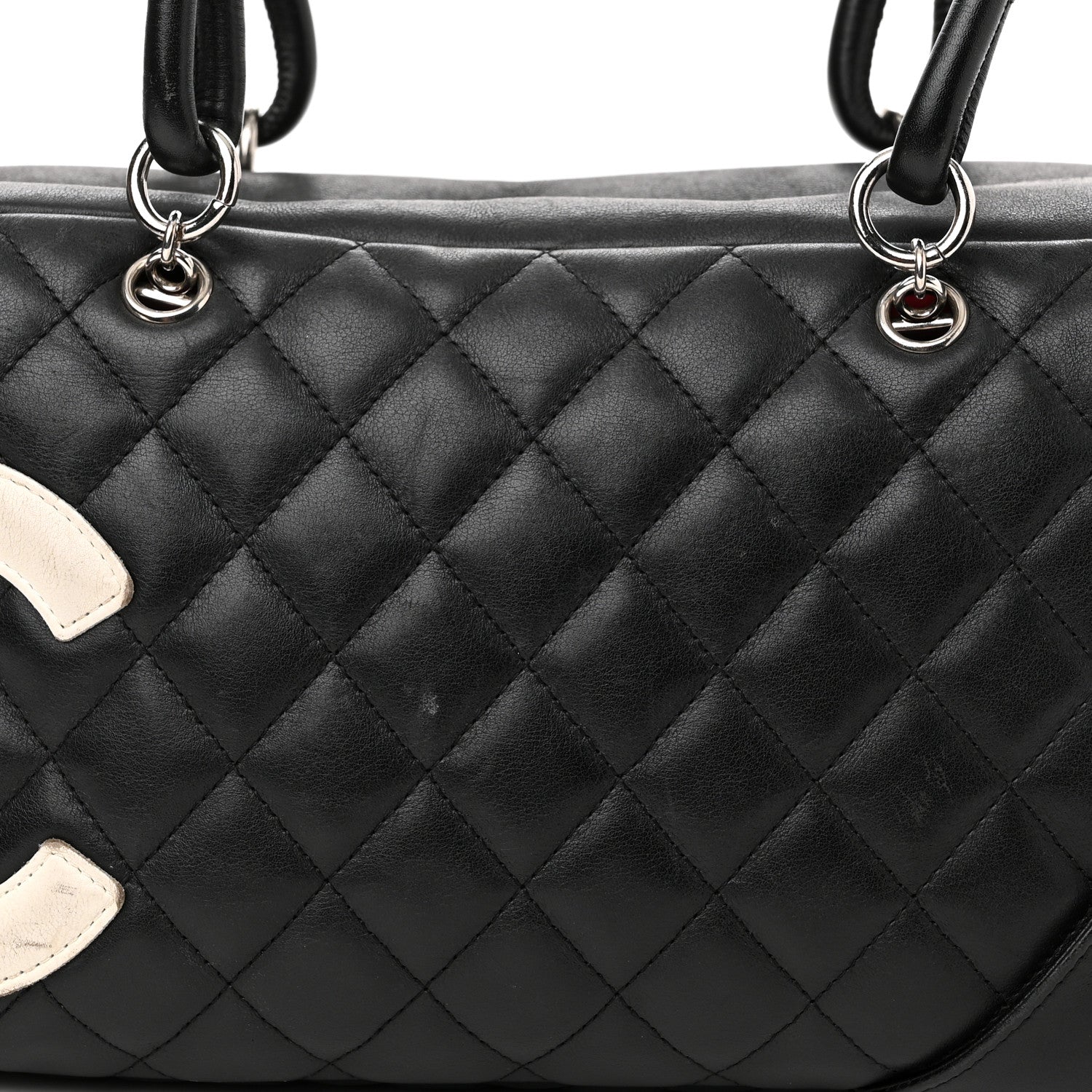 Chanel Calfskin Quilted Large Cambon Bowler Black White 8 of 11