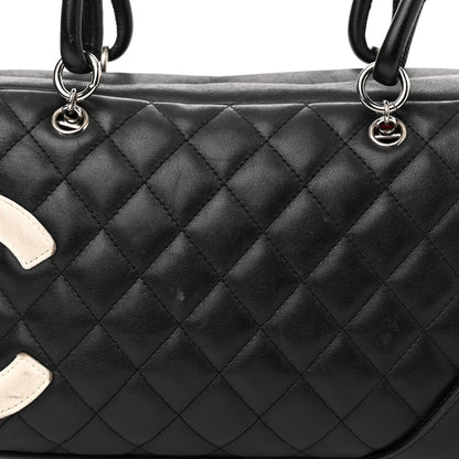 Chanel Calfskin Quilted Large Cambon Bowler Black White 8 of 11
