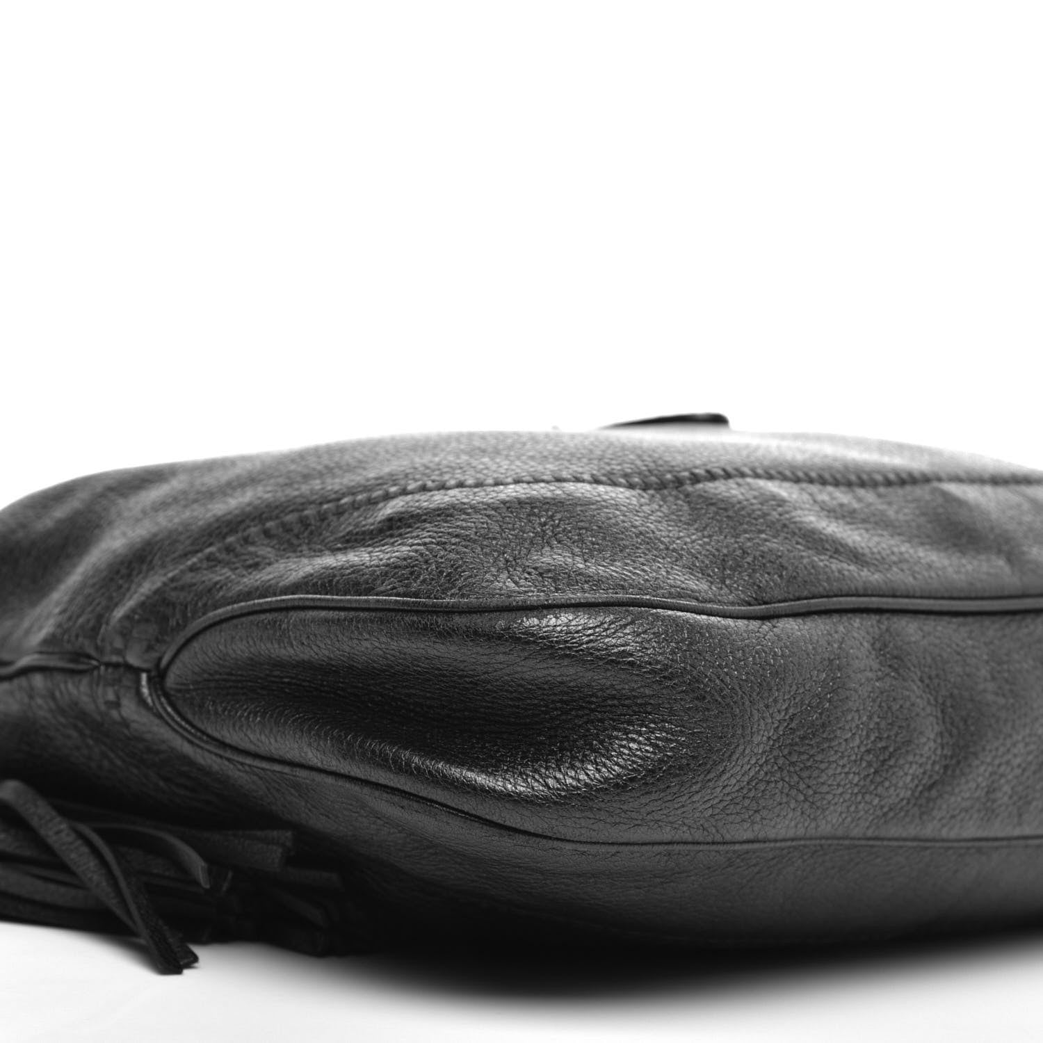 Gucci Pebbled Calfskin Large New Jackie Shoulder Bag Black 8 of 9